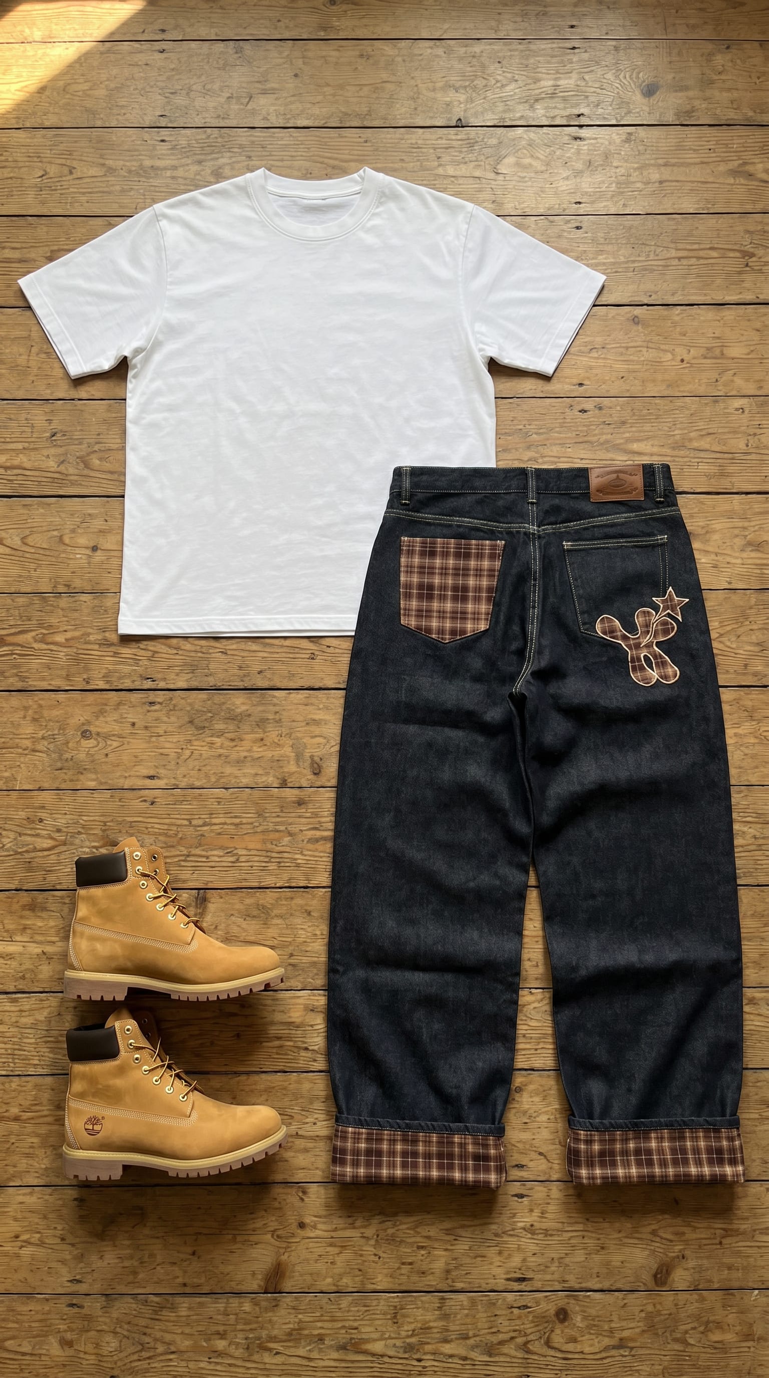 Dark Wash Jeans Outfit Men: Streetwear Style flat-lay