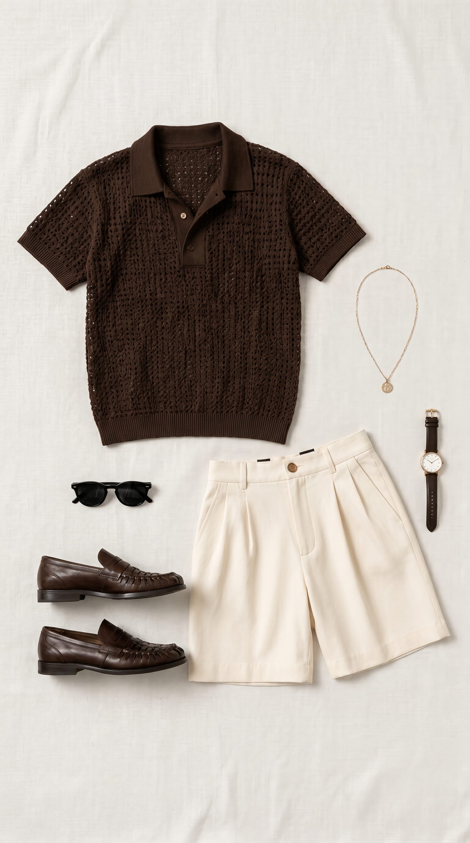 Dark Brown Polo Outfit Men: Summer Style Guide flat-lay