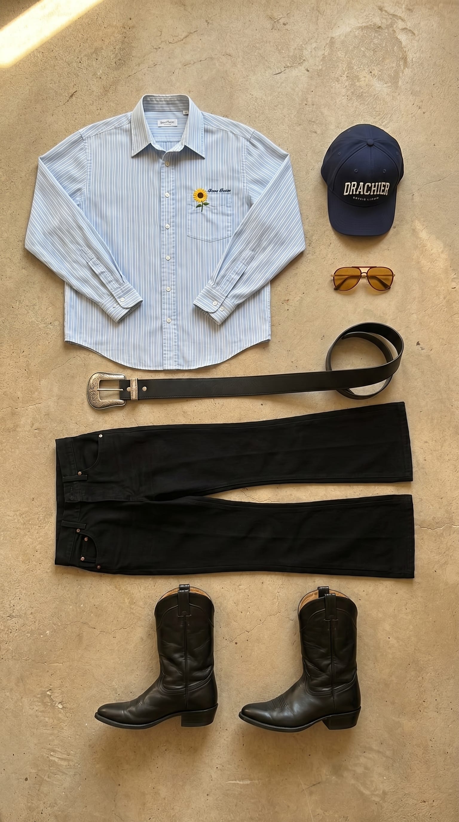 Light Blue shirt. Black jean. — outfit