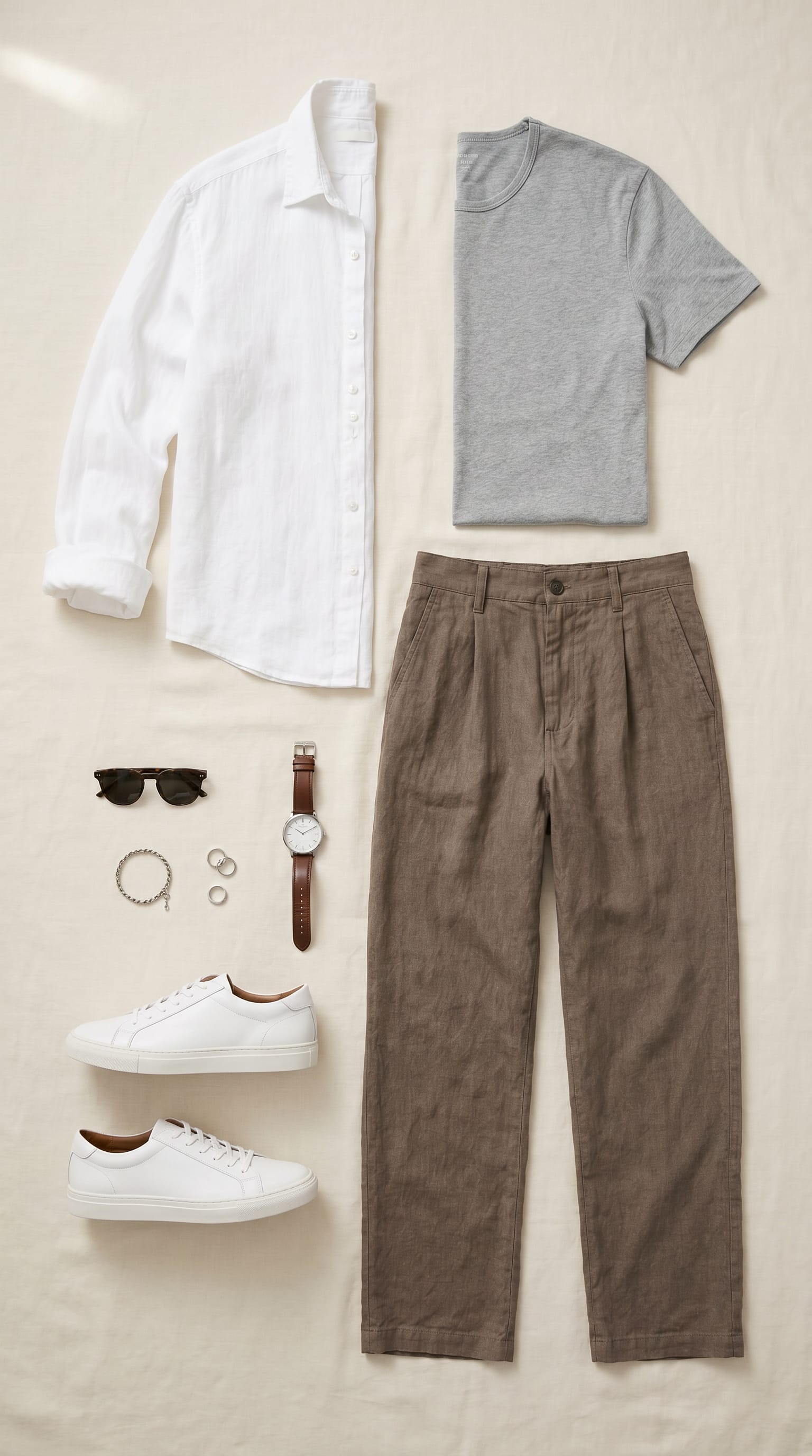 White shirt. Grey tee. — outfit