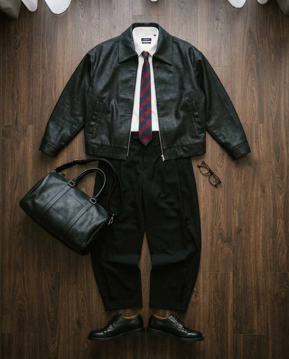 Black jacket. Black trouser.