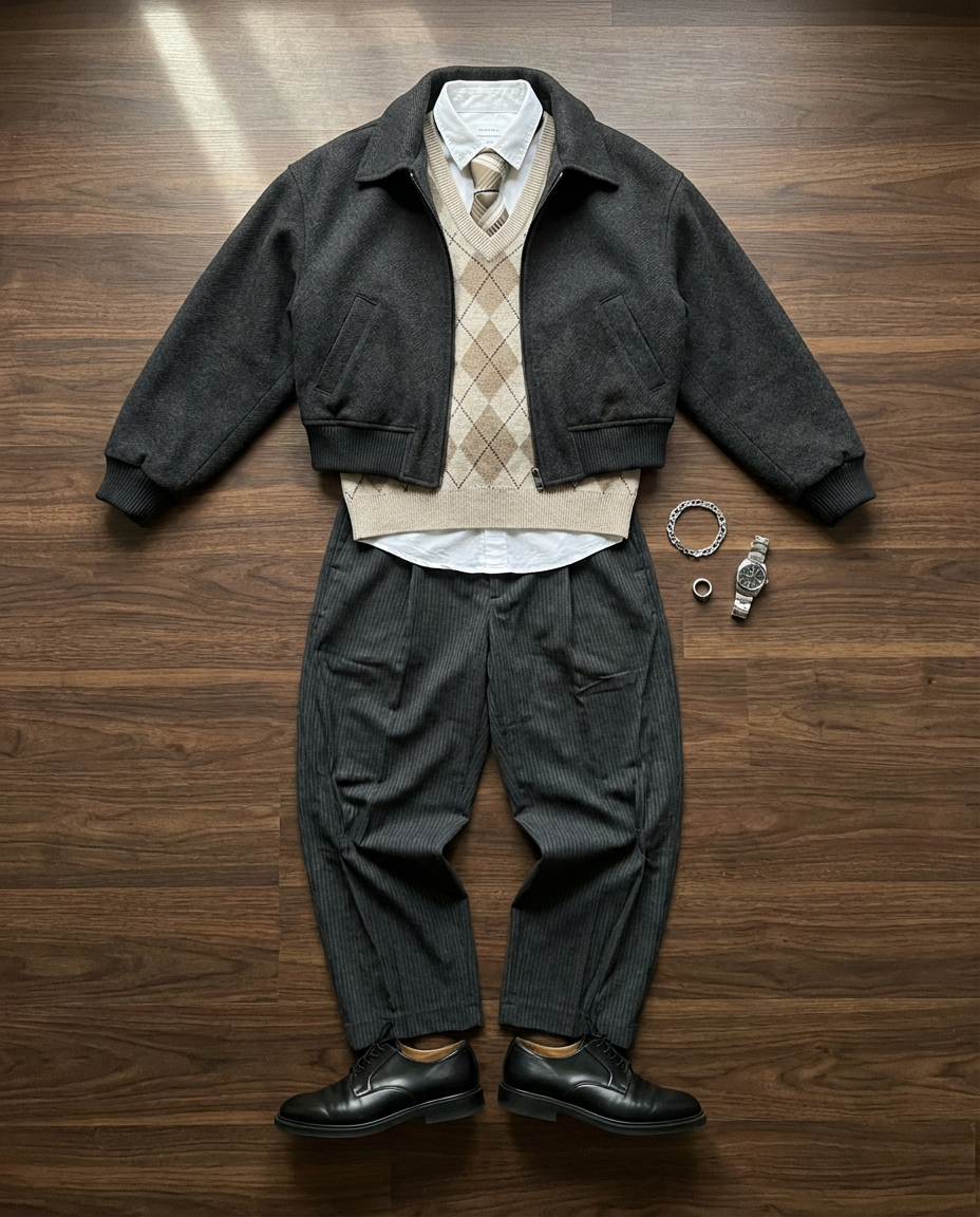 Charcoal grey jacket. Dark charcoal trouser.