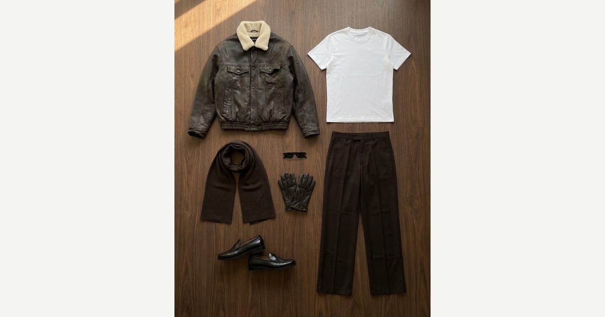 Black jacket. Black trouser. flat-lay