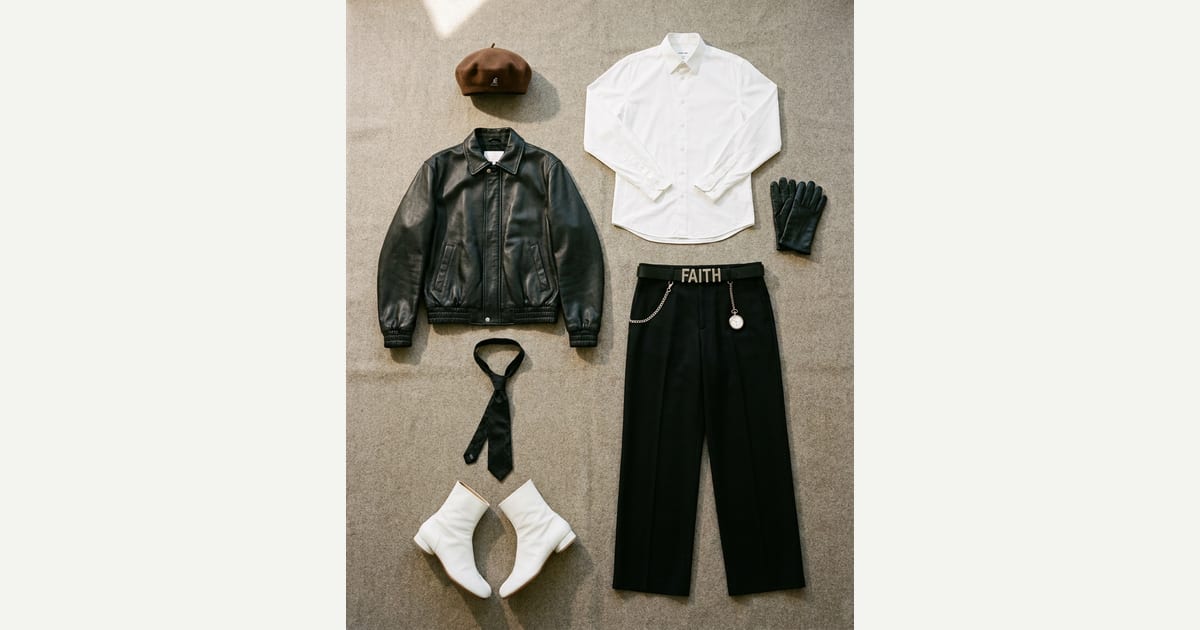 Black jacket. Black trouser. — outfit flat-lay