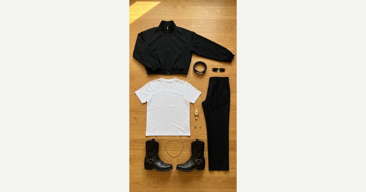 Black other. White other. — outfit flat-lay