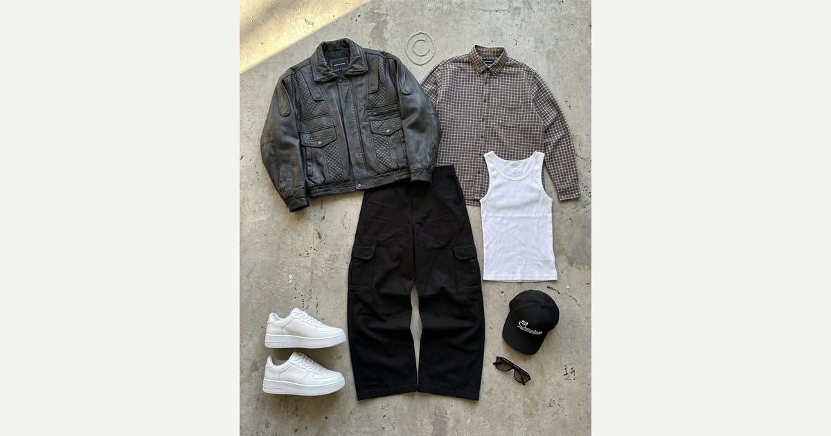 Black jacket. Black trouser. — outfit flat-lay